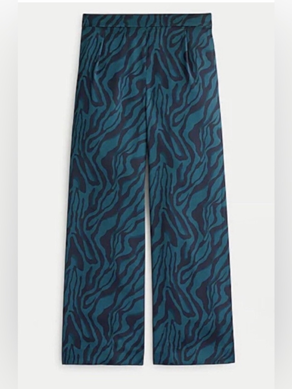 NWT J Crew Palazzo Wide Leg Green & Black Print cropped pant size 10